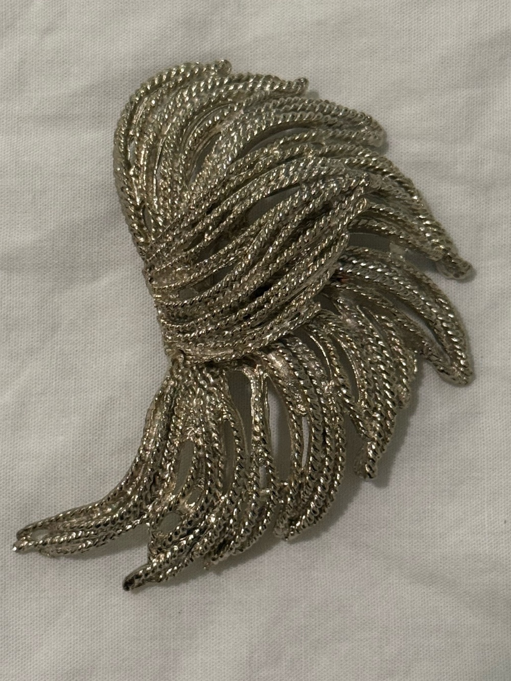 Silver-Tone Wing Statement Brooch
